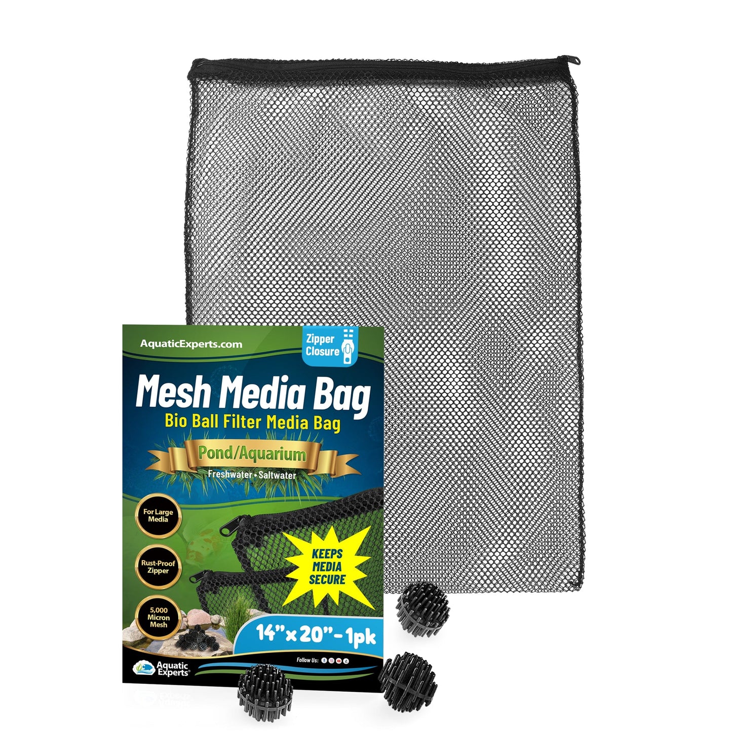 Mesh Bags for Bio Ball Filter Media - Ideal for Aquarium & Pond Filtration - Made in USA