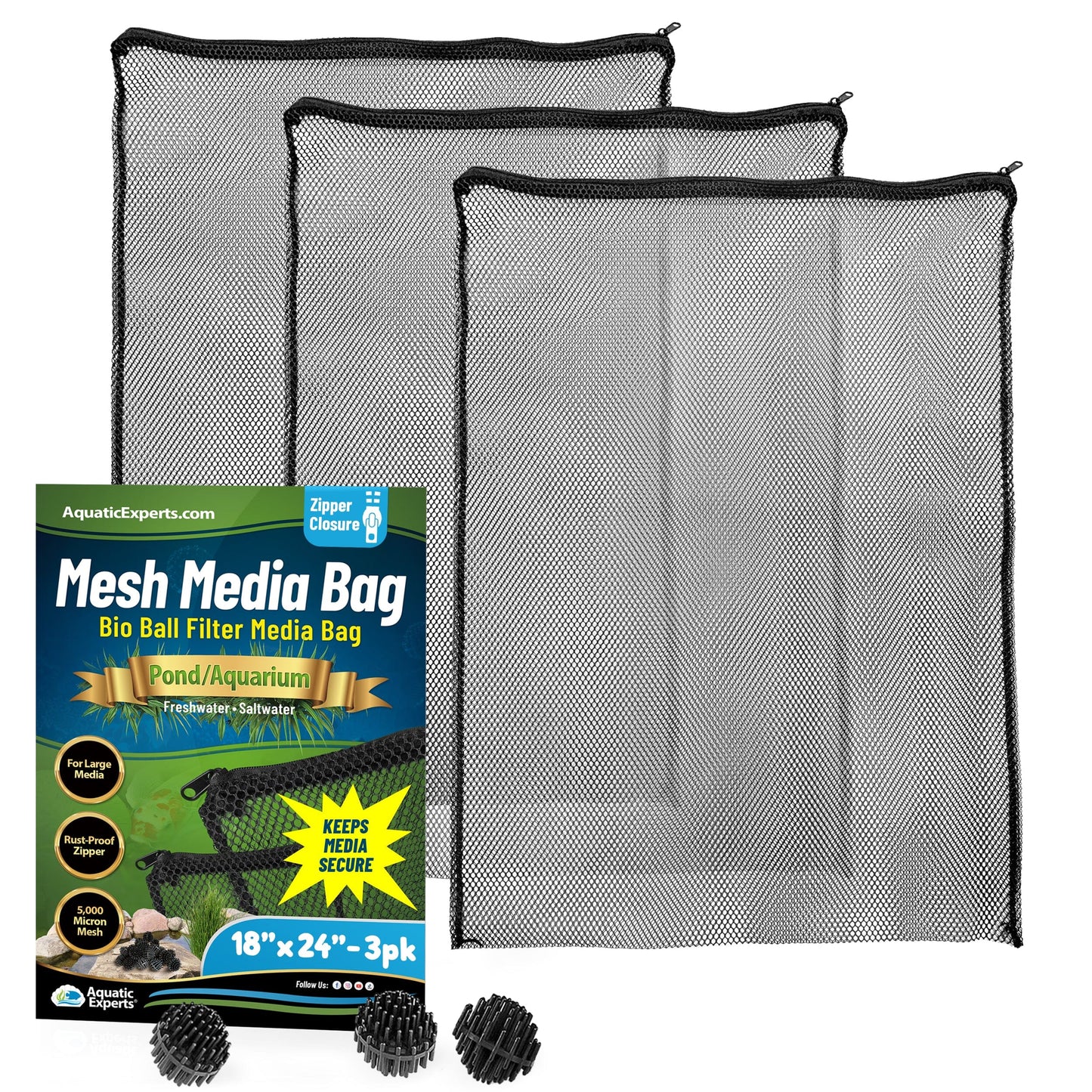 Mesh Bags for Bio Ball Filter Media - Ideal for Aquarium & Pond Filtration - Made in USA